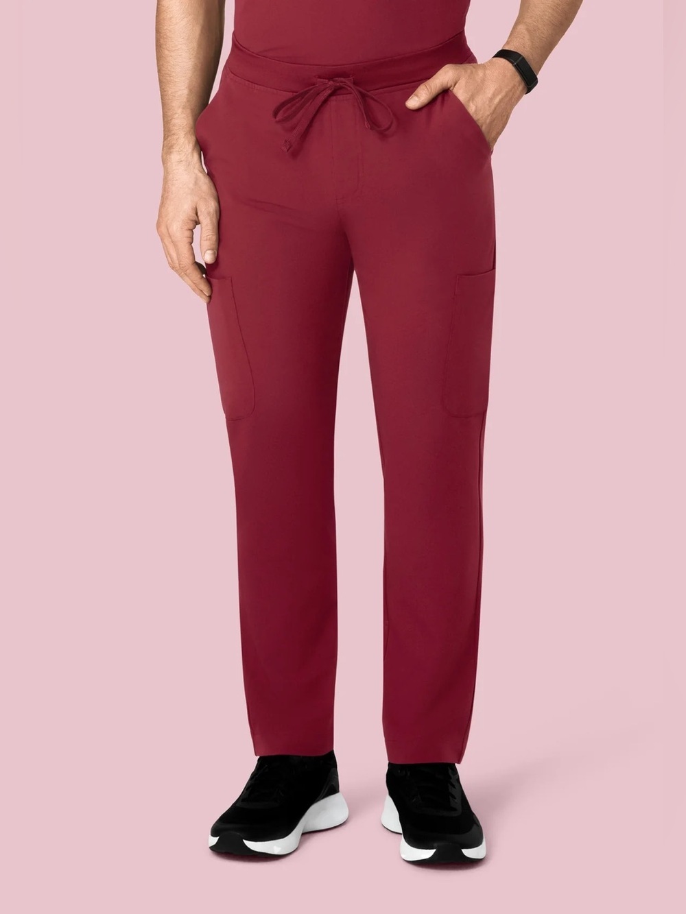 Mandala Men's 7 Pocket Cargo Scrub Pants in Cardinal Red